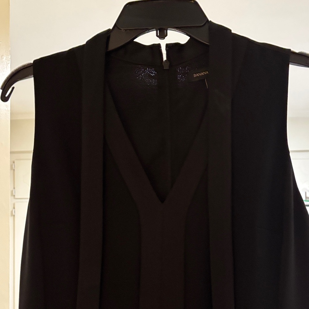 Banana Republic Classic Black V-Neck Jump Suit